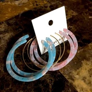 Lane Bryant hoop earrings Pink. Blue Gold.